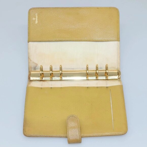 CHANEL COCO Mark Day Planner Cover Grained Calf Skin Beige Gold CC Auth BA4033 - Picture 11 of 16